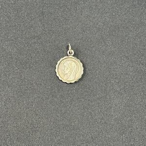 Antique 14K Gold Vermeil Our Lady Of Lourdes Grotto Medal Pendant Virgin Mary
